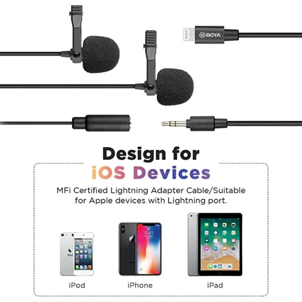 BOYA M2D Dual Mini Lavalier omnidirectional Microphone for iOS Devices
